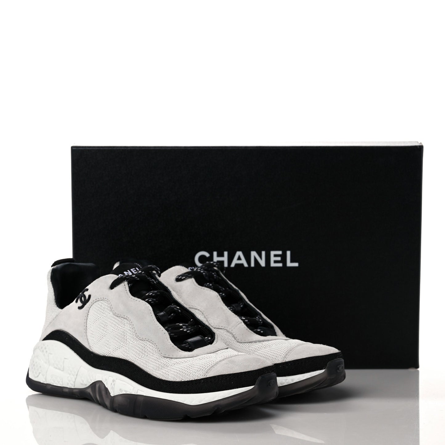 Mesh Suede Calfskin Quilted Sneakers 37.5 White Ivory