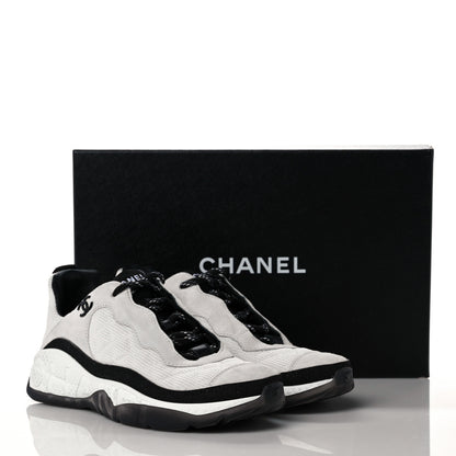 Chanel Mesh Suede Calfskin Quilted Sneakers 37.5 White Ivory 11 of 11