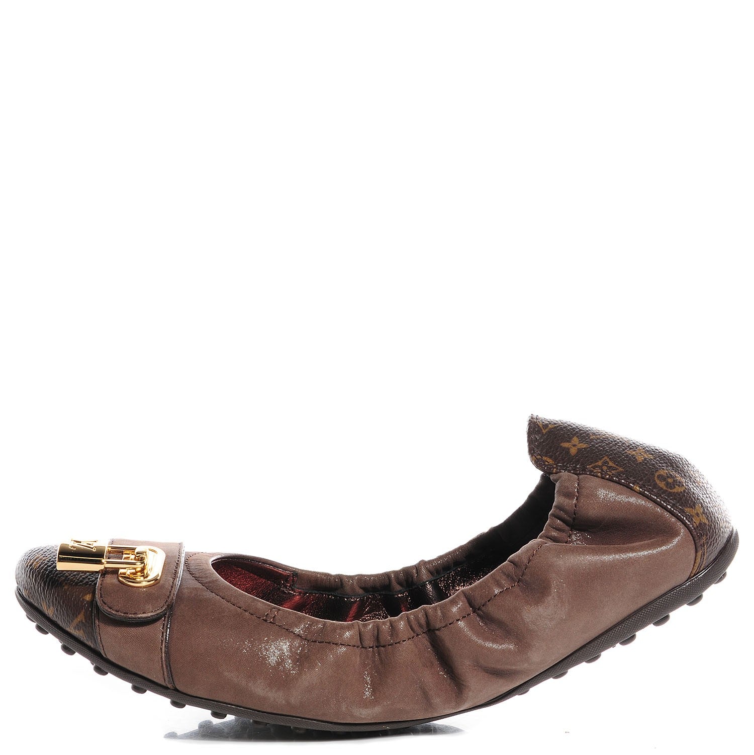 Louis Vuitton Monogram Iridescent Leather Lucky Ballerina Flats 37 Brown 1 of 7