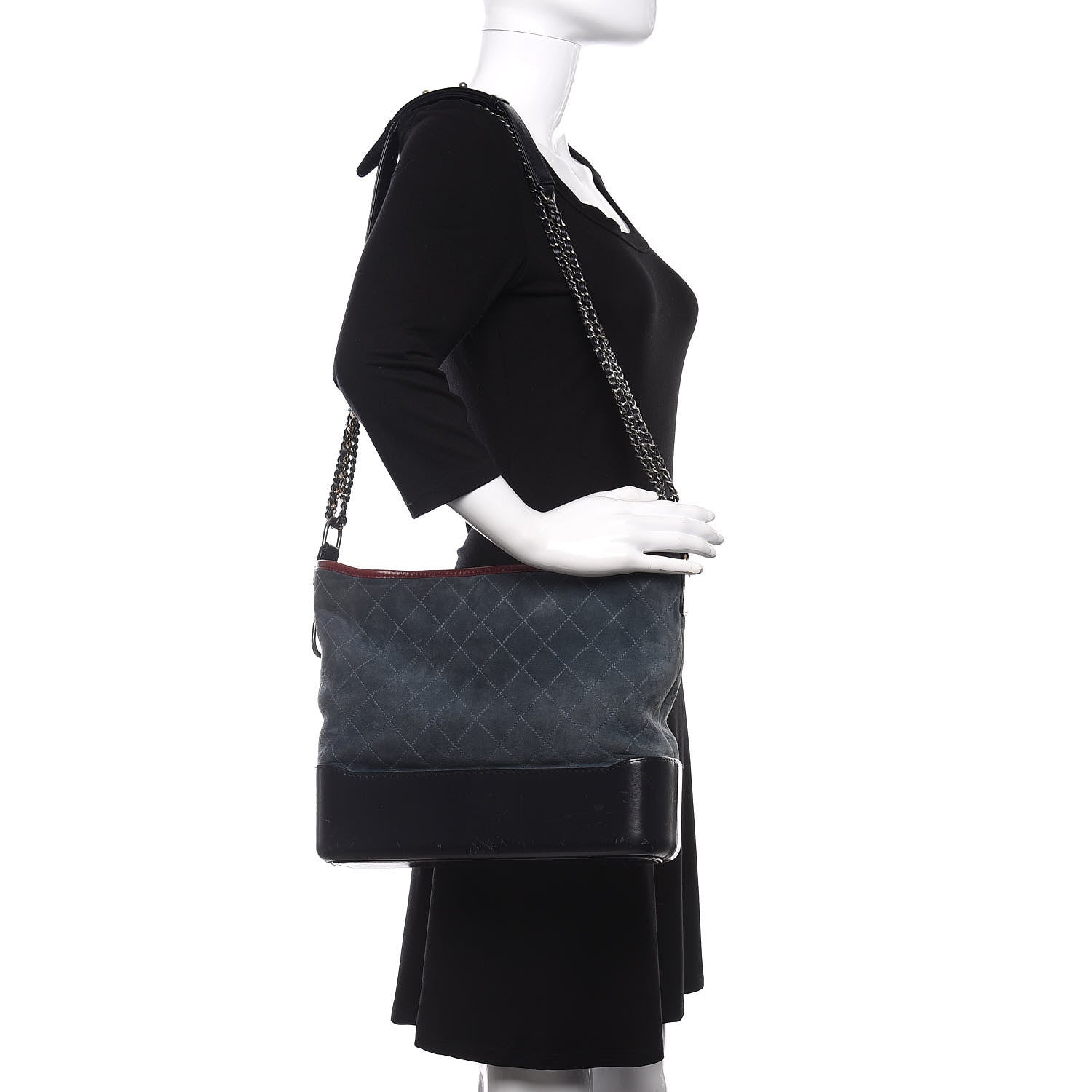 Chanel Suede Calfskin Quilted Medium Gabrielle Hobo Blue 2 of 12