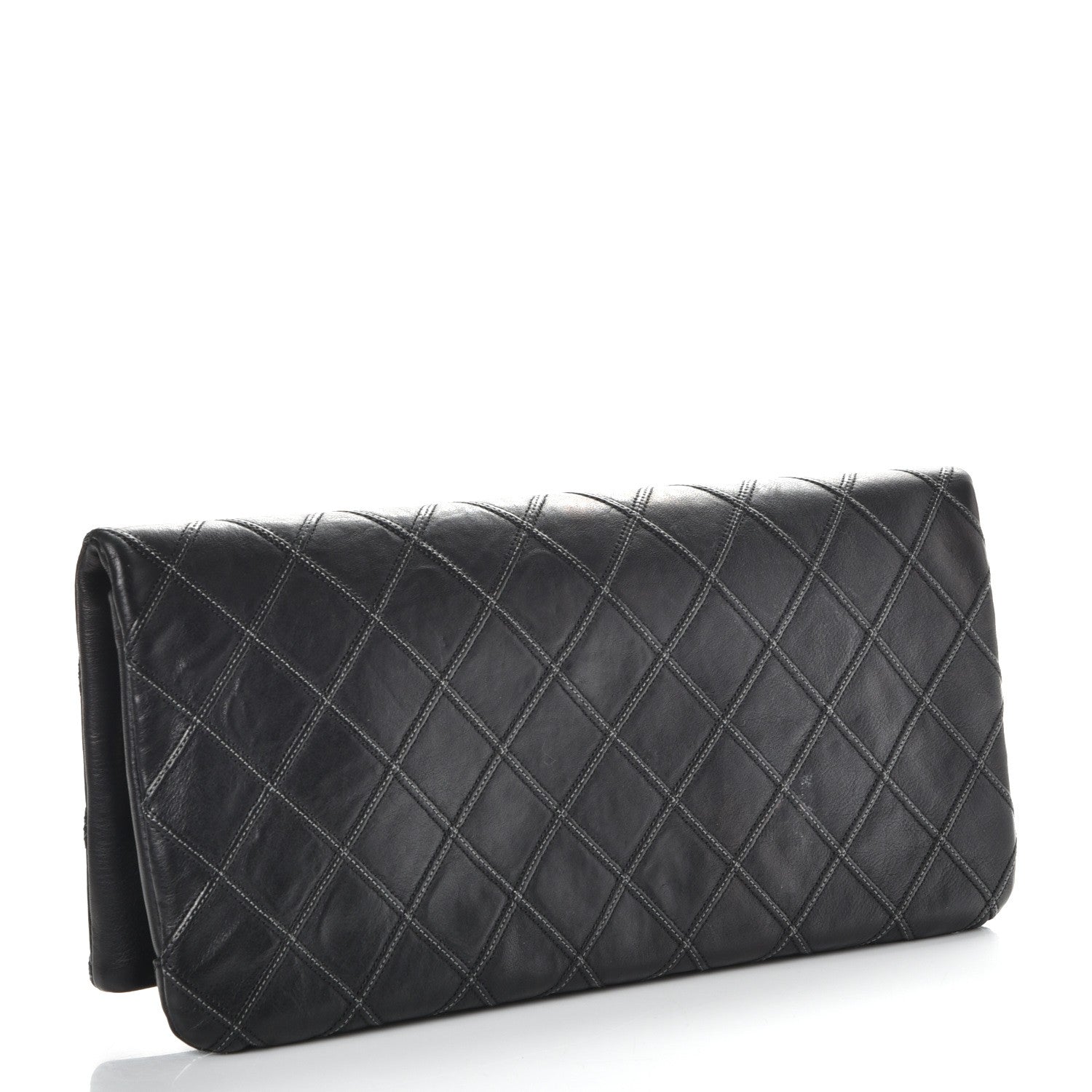 Chanel Calfskin Stitched Thin City Clutch Black 3 of 8