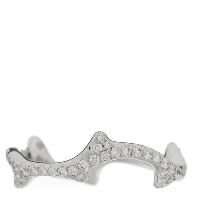 Christian Dior 18K White Gold Diamond Pave Bois de Rose Ring 53 6.25 1 of 4