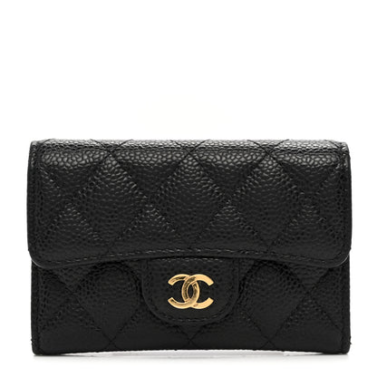 Chanel Caviar Quilted Flap Card Holder Wallet Black 1 of 7