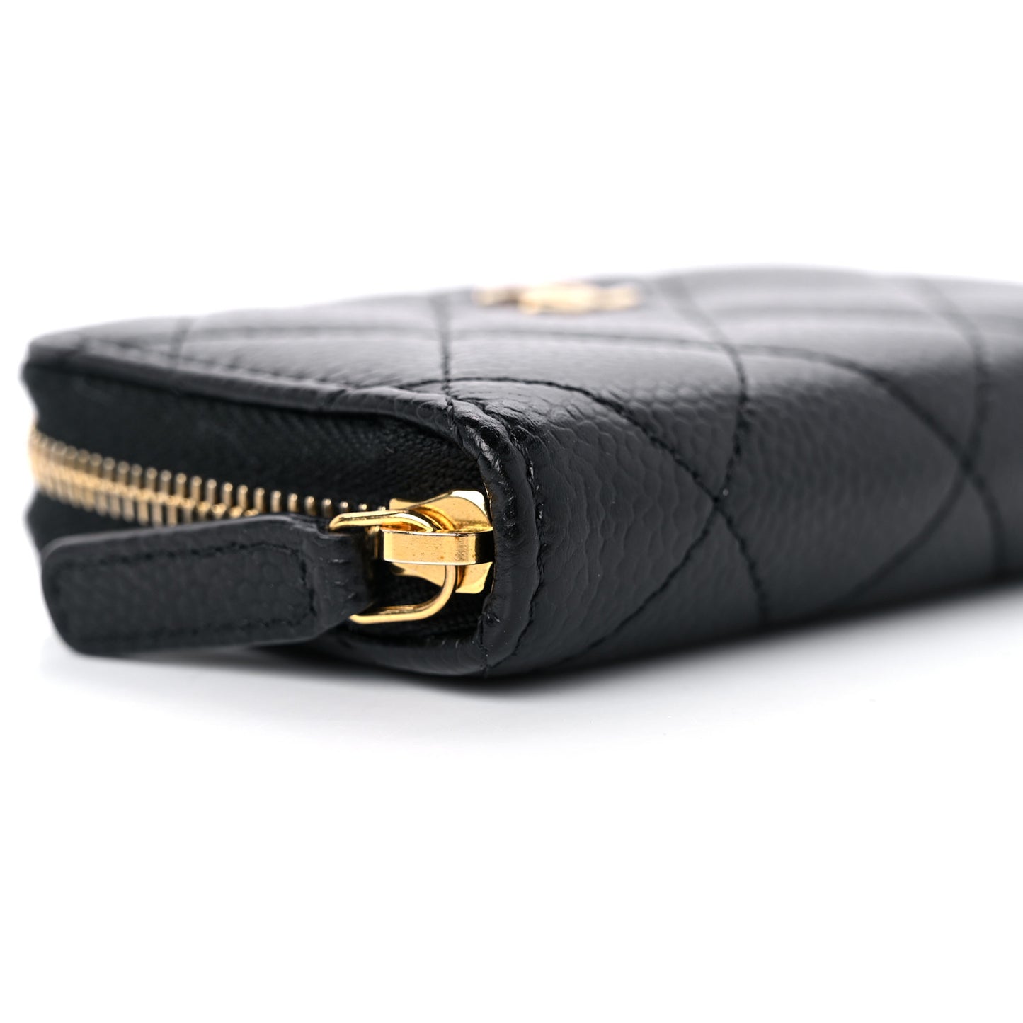 Caviar Quilted Zip Coin Purse Black