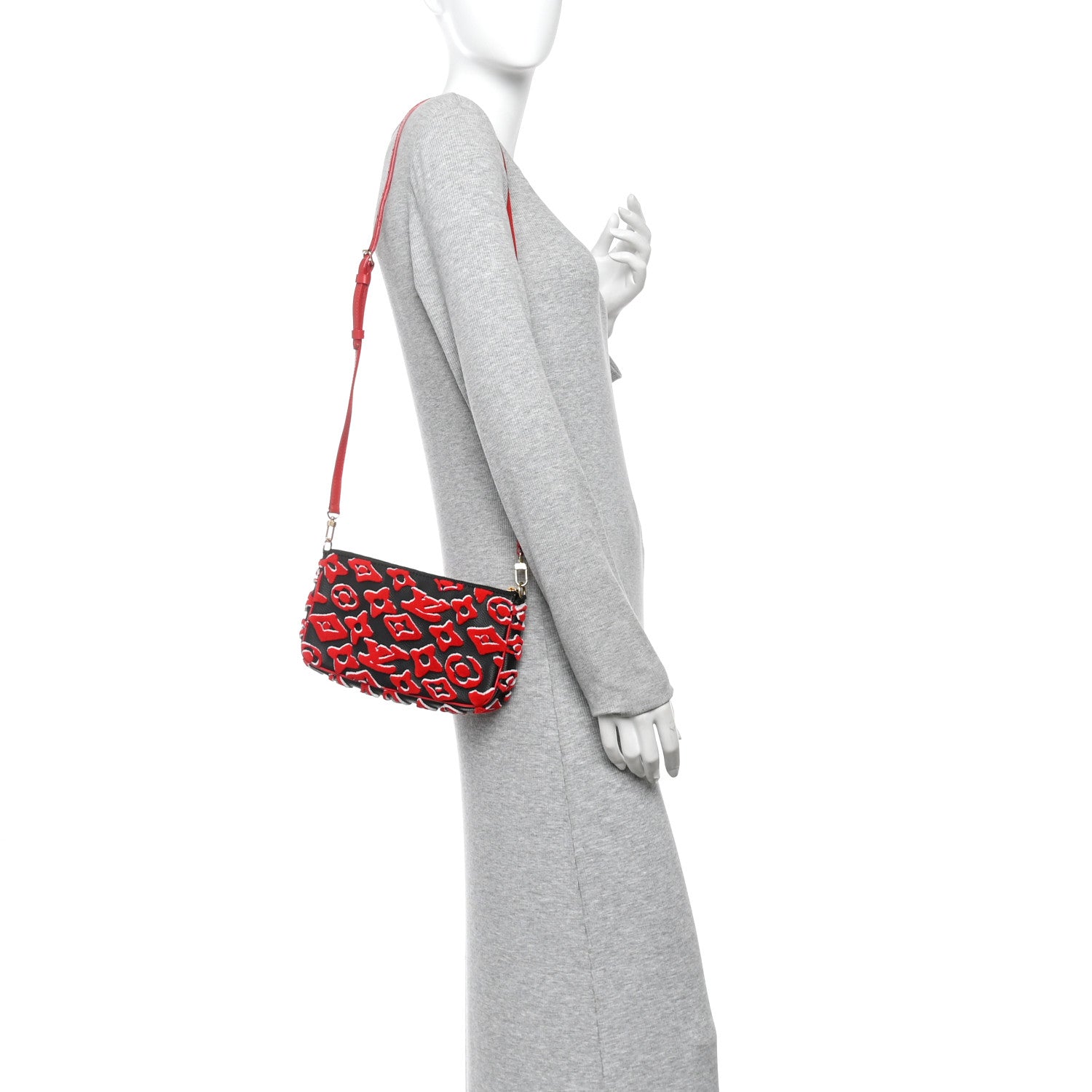 Louis Vuitton X UF Tufted Monogram Pochette Accessories Black Red 2 of 11