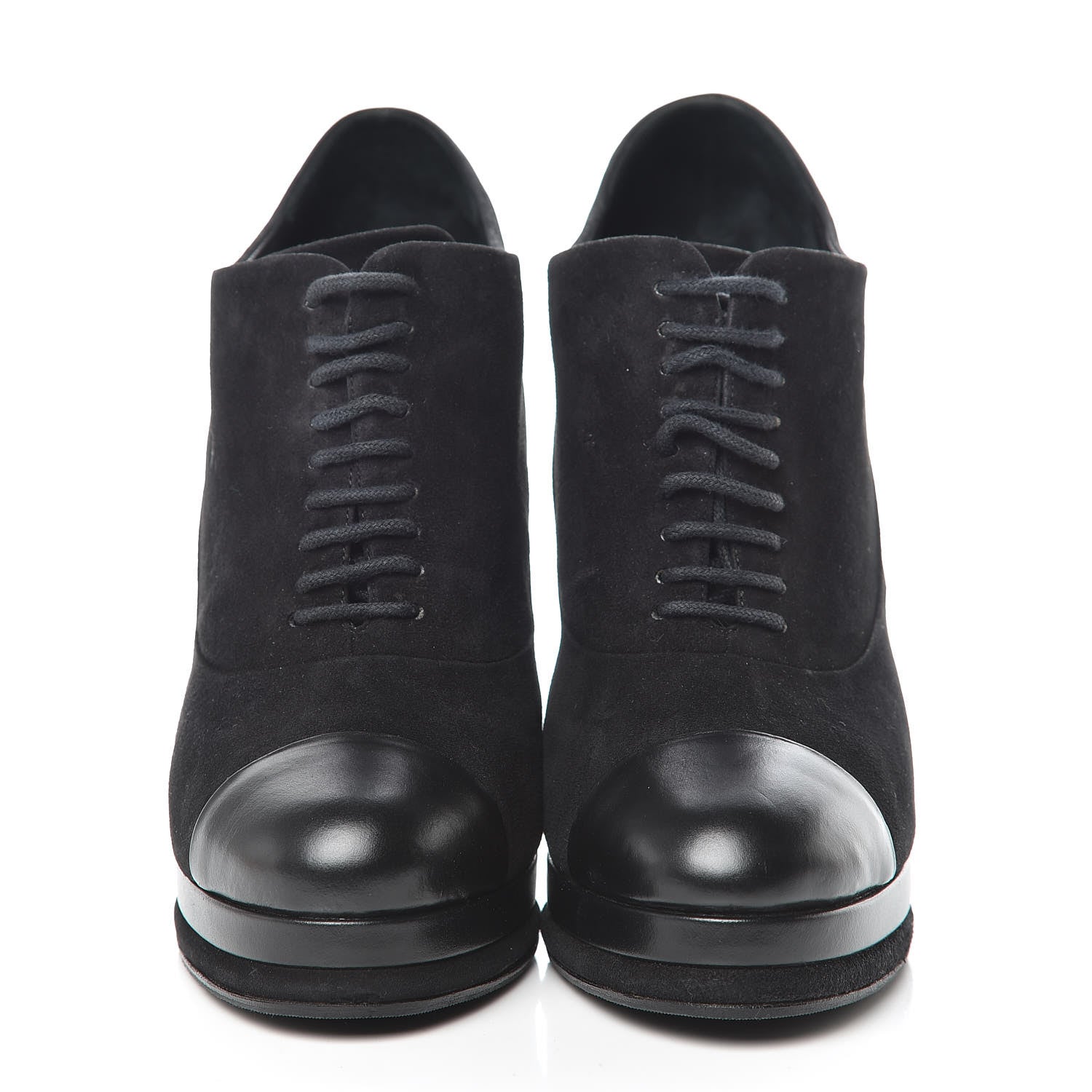 Chanel Suede Cap Toe Lace Up Booties 41 Black 2 of 16