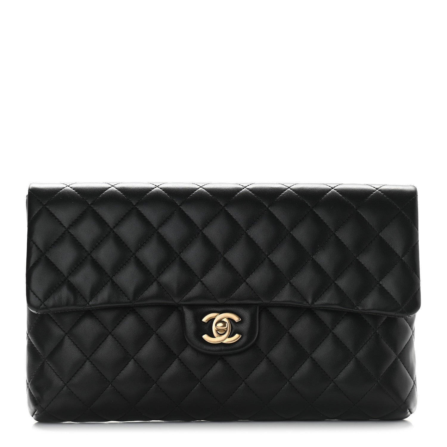 Chanel Lambskin Quilted Flap Clutch Black 1 of 9