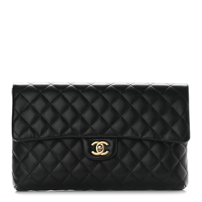 Chanel Lambskin Quilted Flap Clutch Black 1 of 9