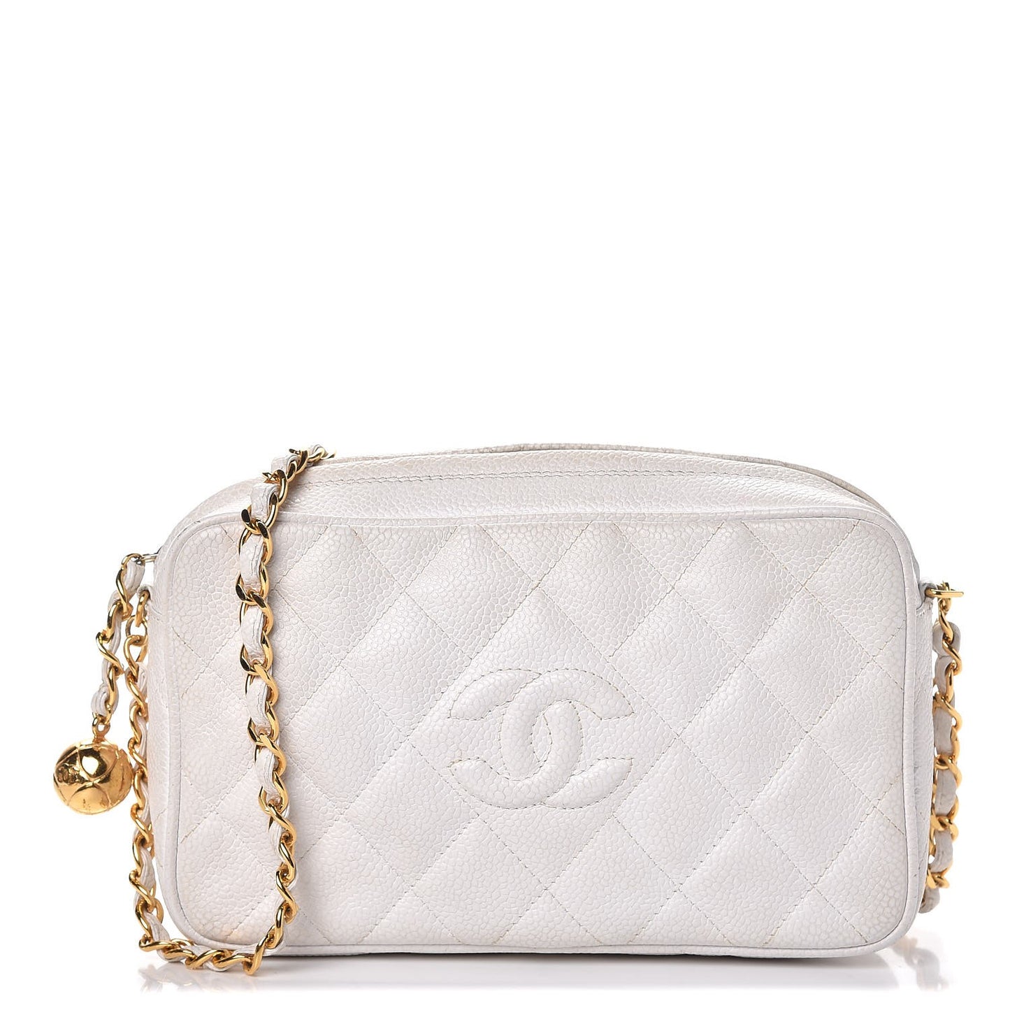 Caviar Quilted Camera Case White