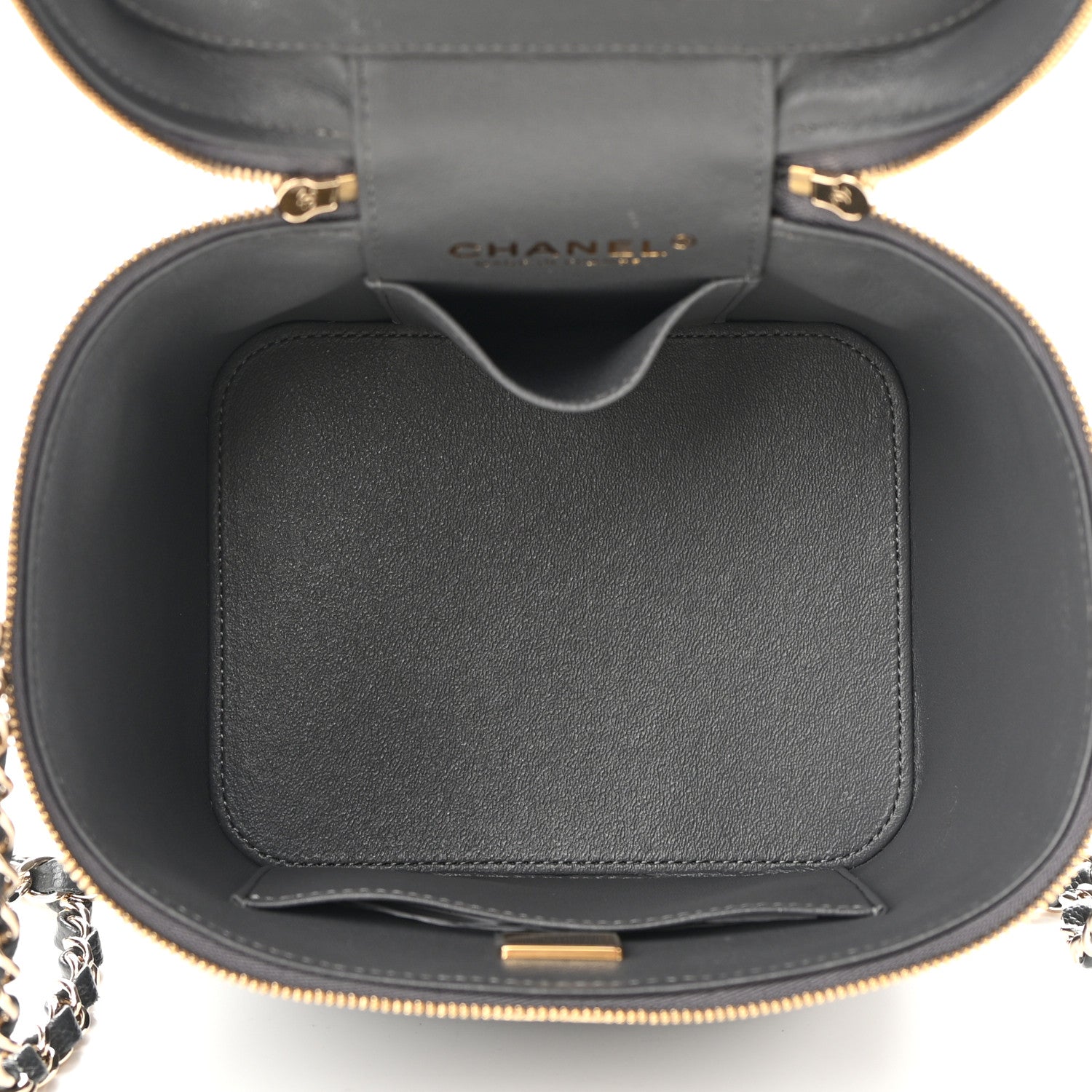 Chanel Caviar Quilted Small Top Handle Vanity Case With Chain Dark Grey 4 of 10