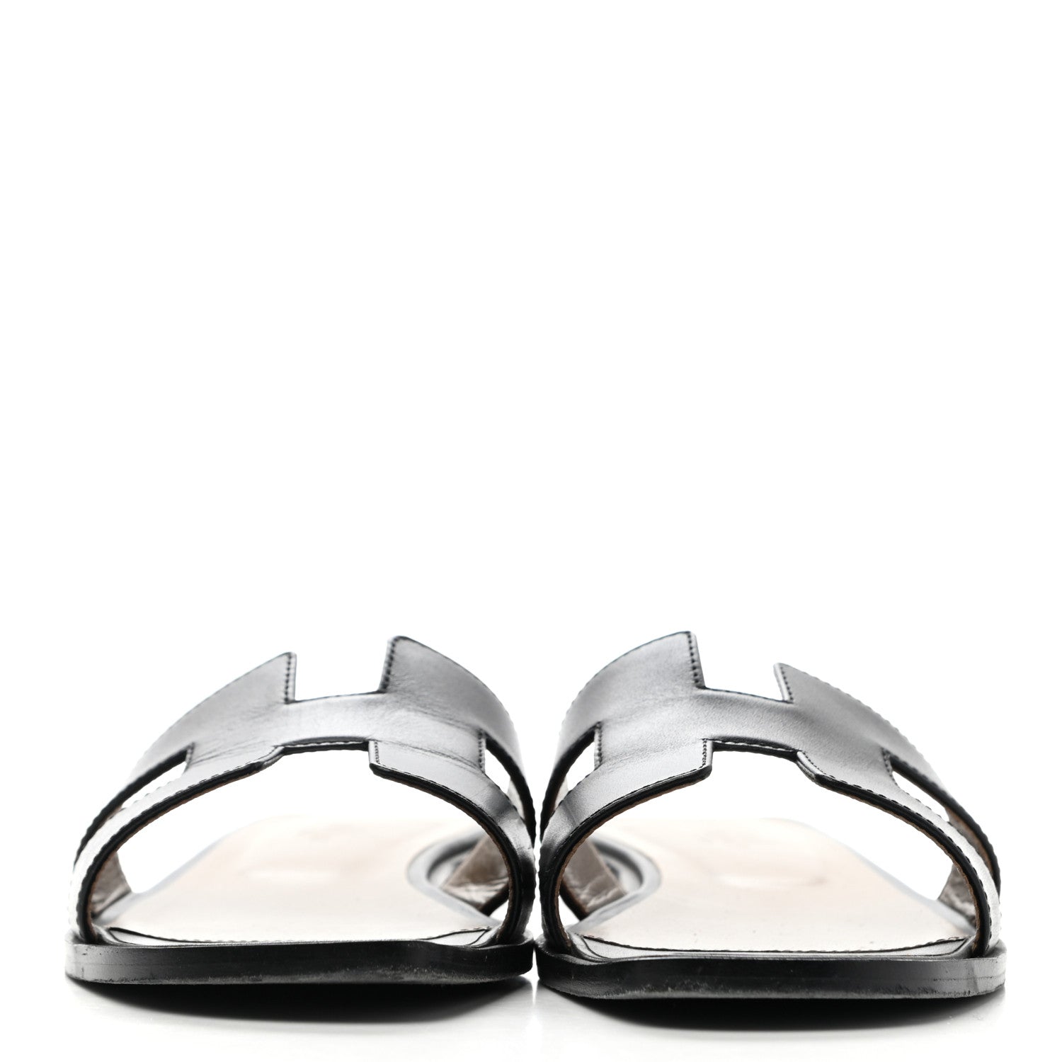 Hermes Box Calfskin Oran Sandals 38.5 Black 2 of 10