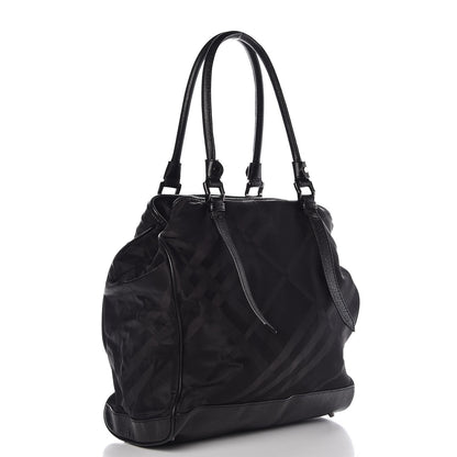 Burberry Nylon Tonal Check Tote Black 3 of 8