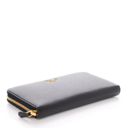 Prada Saffiano Metal Large Zip Around Travel Wallet Nero Black 4 of 8