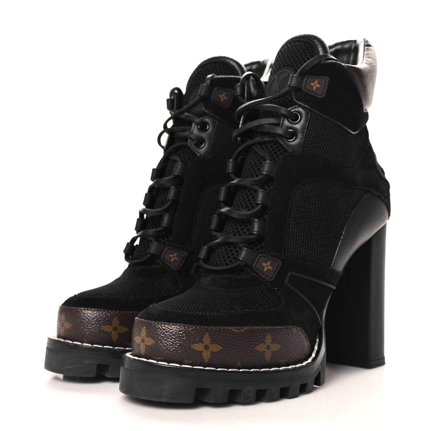 Suede Calfskin Monogram Star Trail Ankle Boots 40 Black