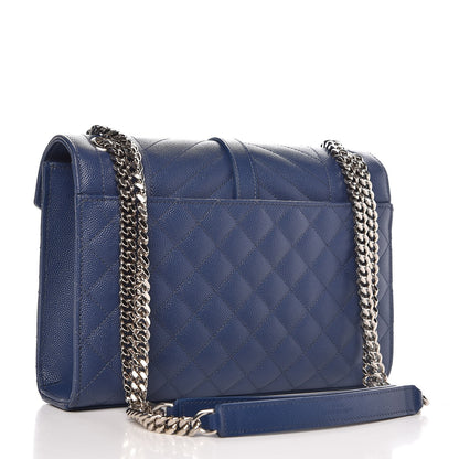 Saint Laurent Grain De Poudre Textured Mixed Matelasse Triquilt Medium Monogram Satchel Denim 4 of 9