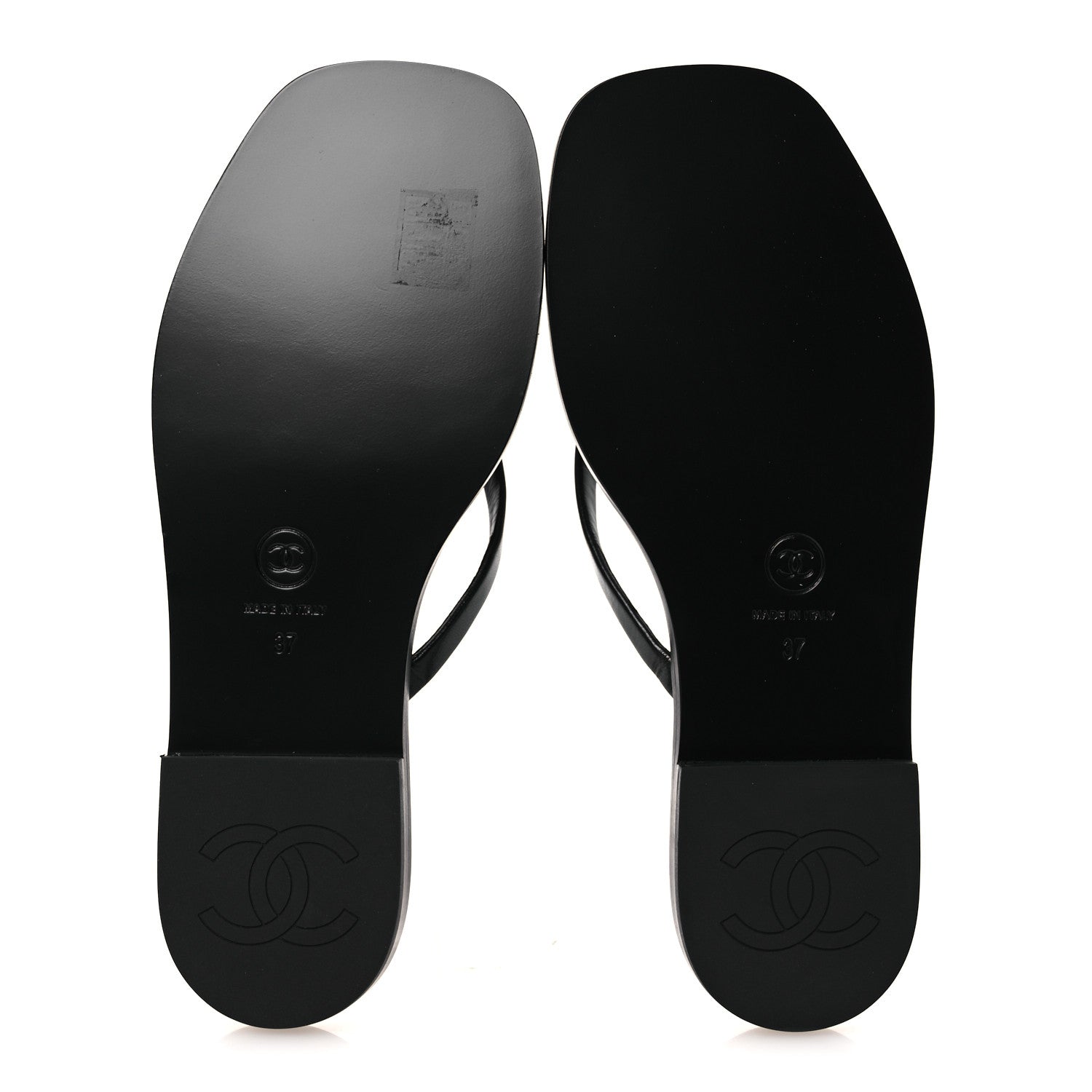 Chanel Goatskin CC Times Square Thong Sandals 37 Black 7 of 12