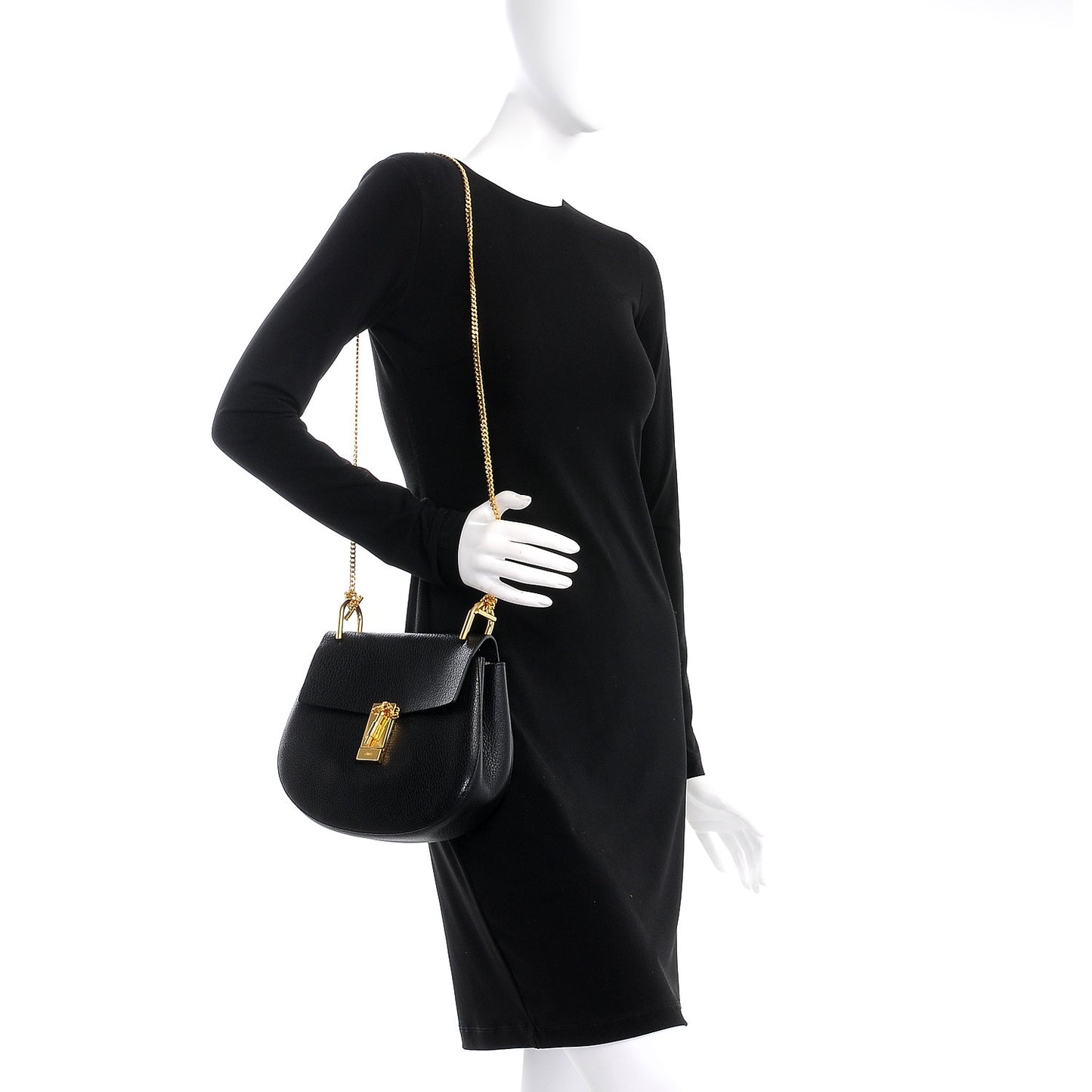 Grained Lambskin Mini Drew Shoulder Bag Black