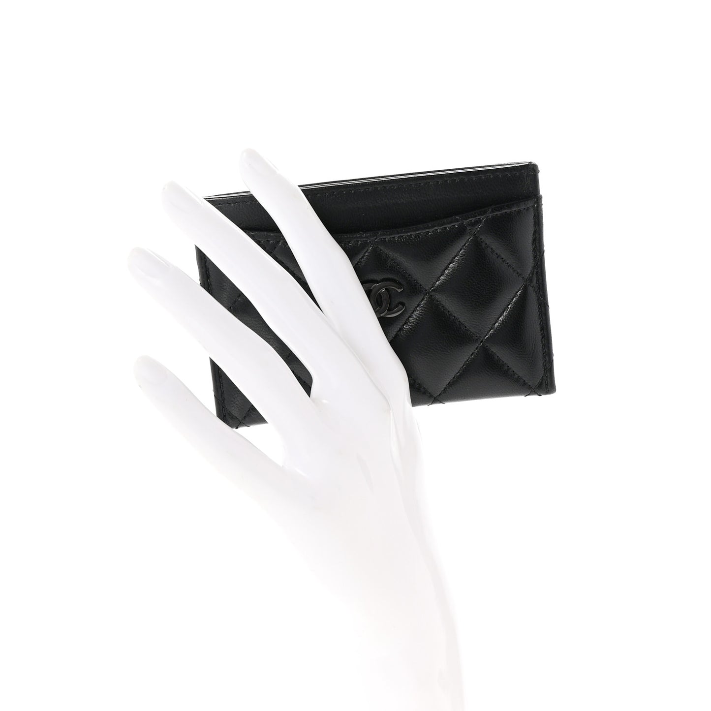 Lambskin Quilted Card Holder So Black