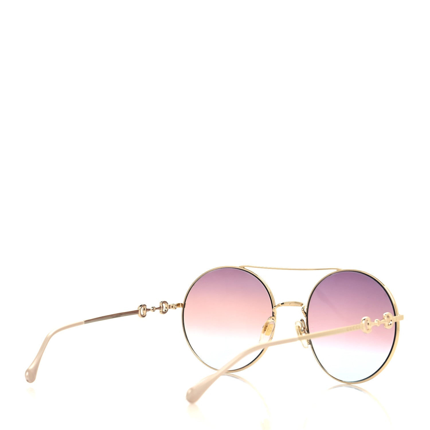 Gucci Metal Round Frame Horsebit Sunglasses GG0878S Gold 4 of 7