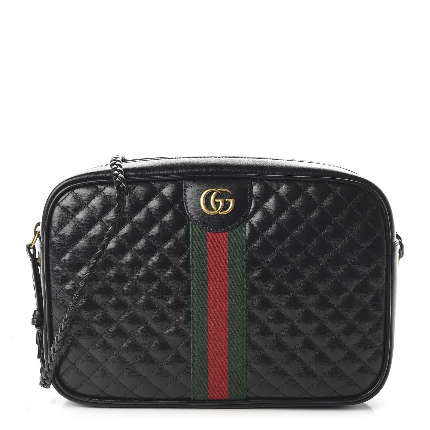 Gucci Calfskin Web Trapuntata Small GG Shoulder Bag Black 1 of 10