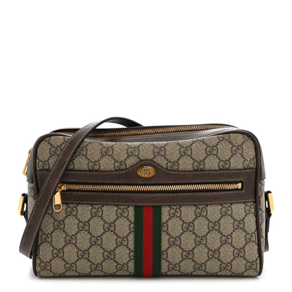 Gucci GG Supreme Monogram Web Small Ophidia Shoulder Bag Brown 1 of 12