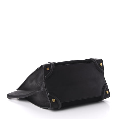 Celine Smooth Calfskin Suede Mini Luggage Black 4 of 8