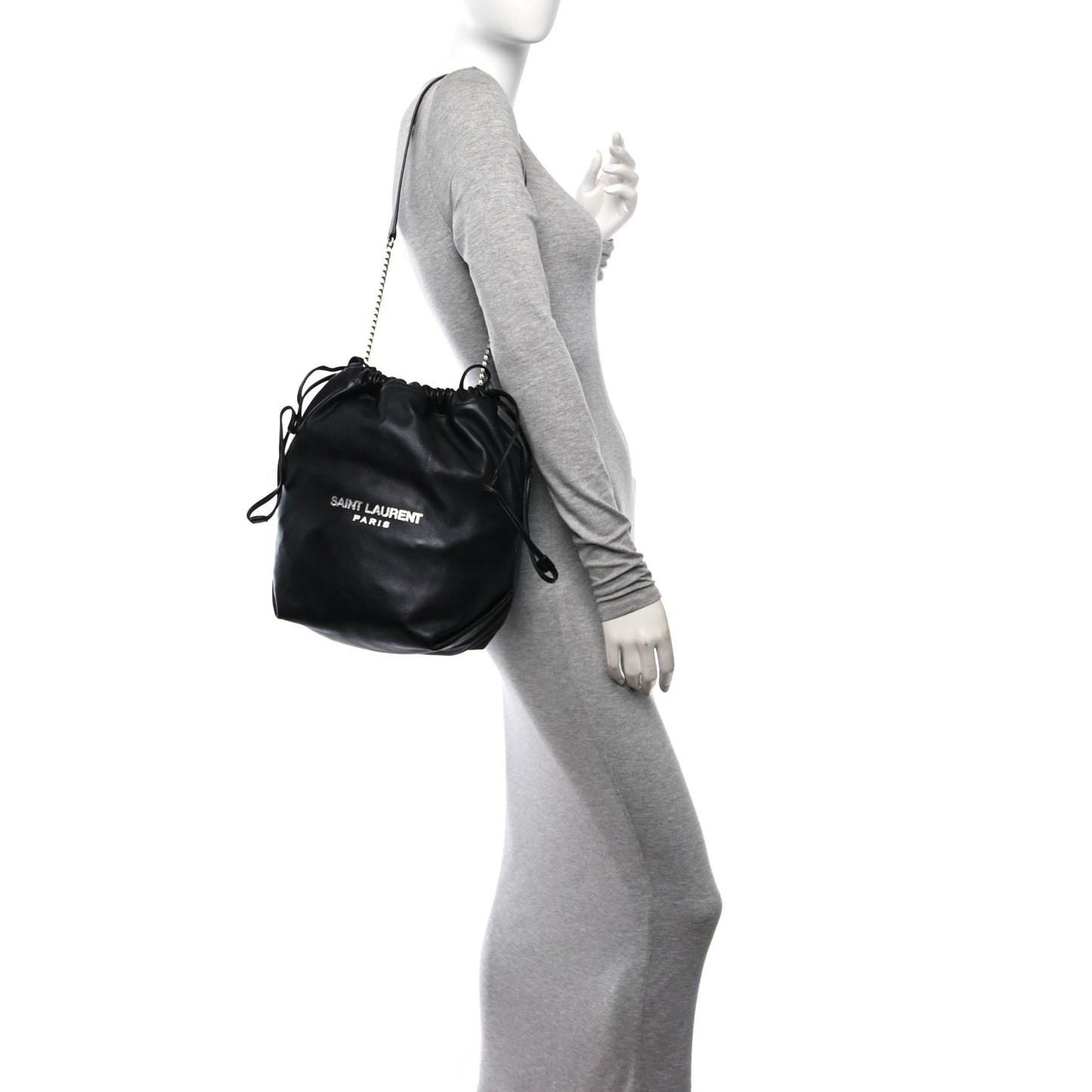 Lambskin Teddy Drawstring Bag Black