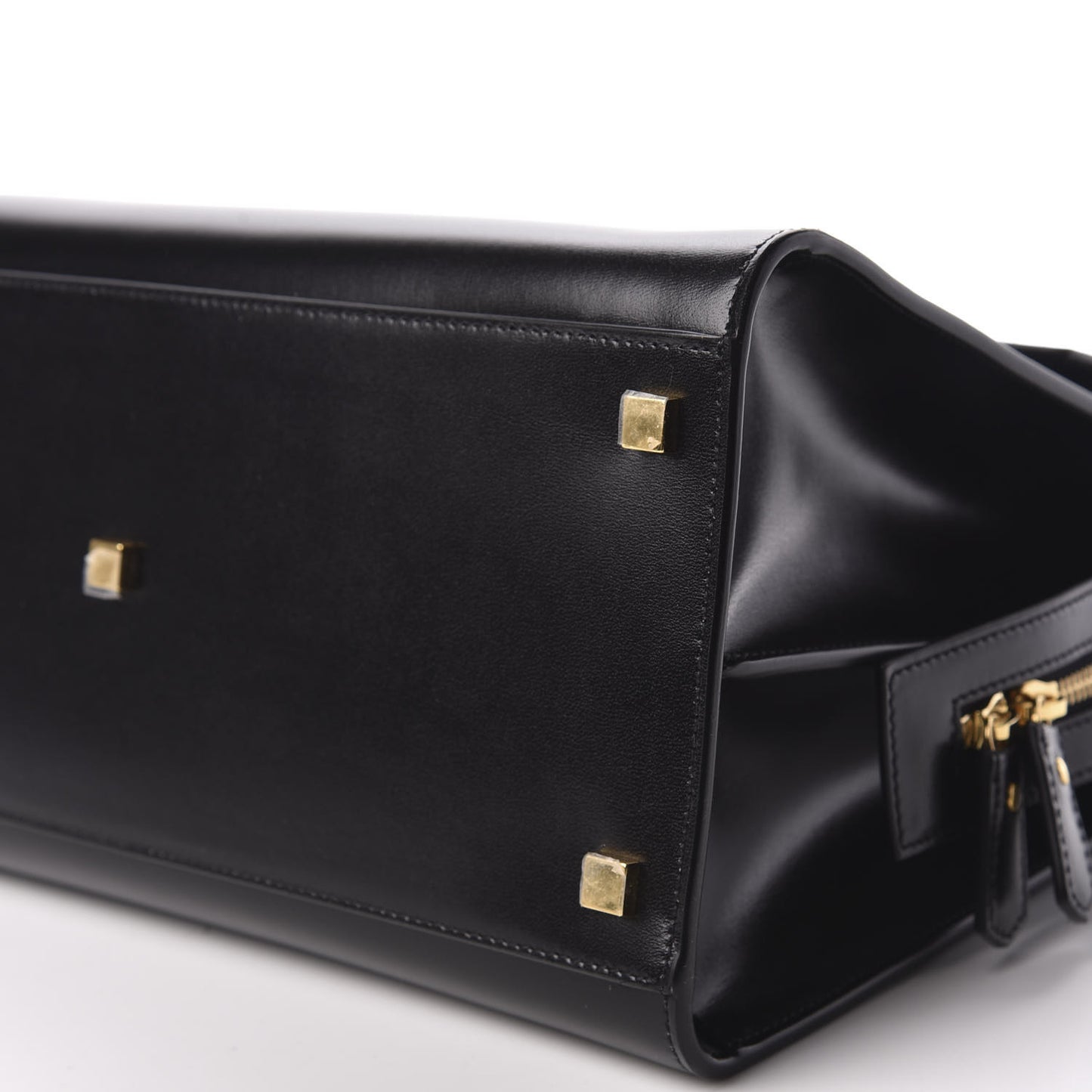 Shiny Calfskin Medium Uptown Tote Black