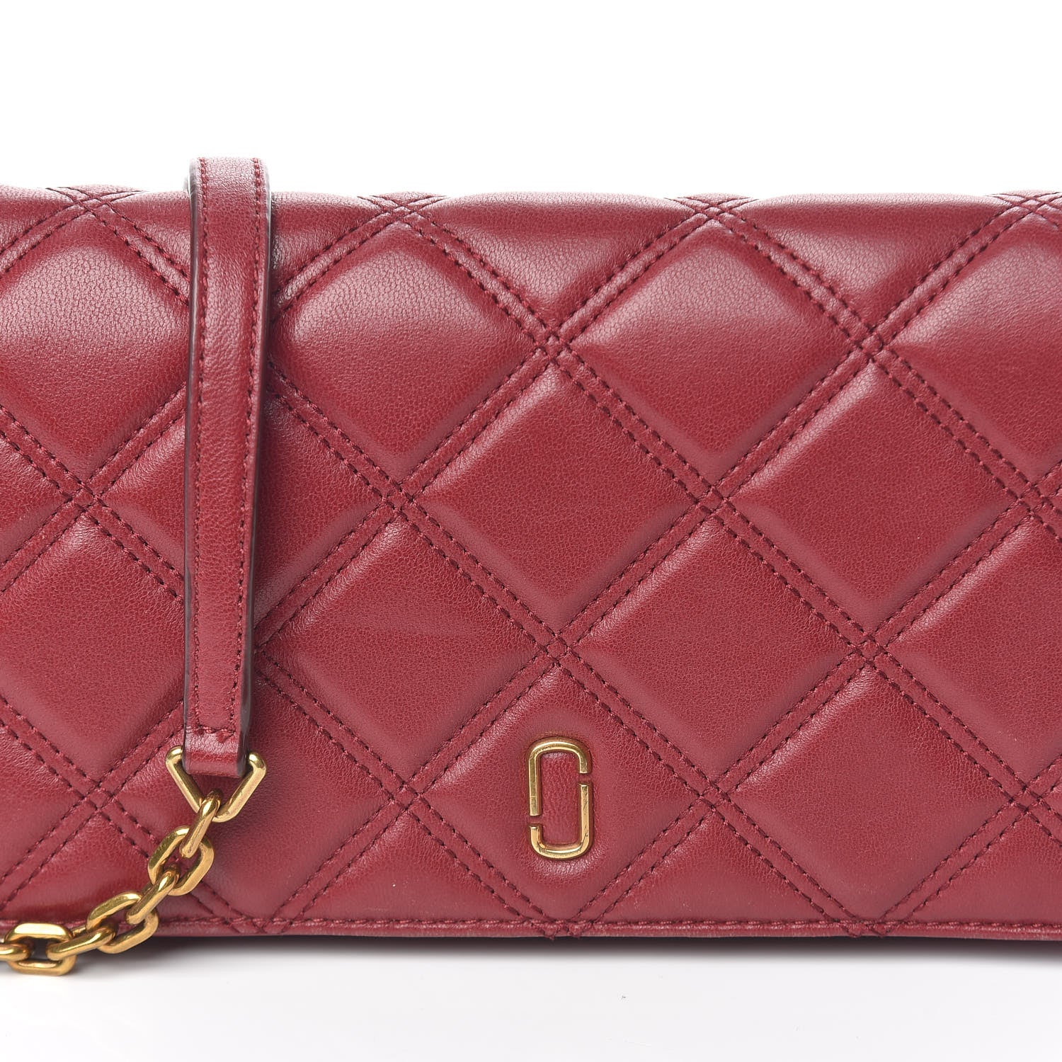 Marc Jacobs Lambskin Matelasse Double J Wallet On Chain Red 16 of 16