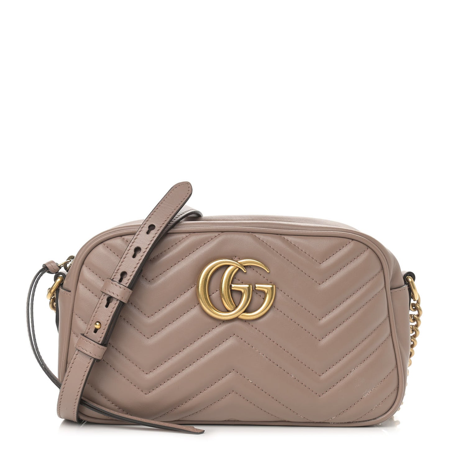 Calfskin Matelasse Small GG Marmont Chain Shoulder Bag Porcelain Rose