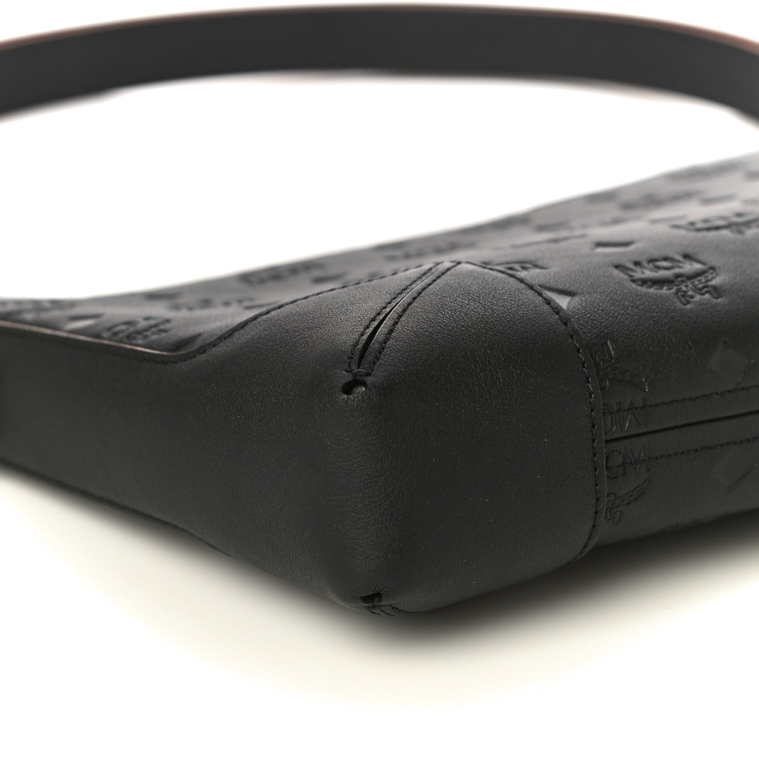 MCM Calfskin Monogram Medium Klara Shoulder Bag Black 8 of 9