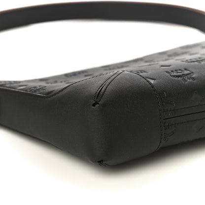 MCM Calfskin Monogram Medium Klara Shoulder Bag Black 8 of 9