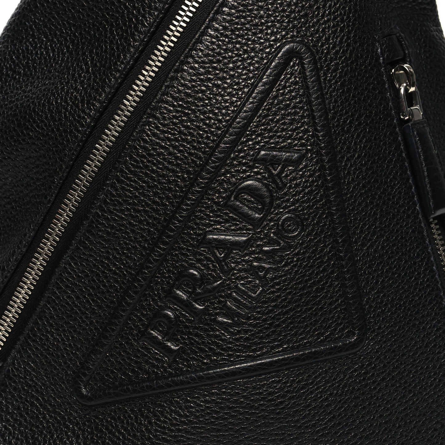 Vitello Daino Logo Embossed Cross Sling Backpack Black