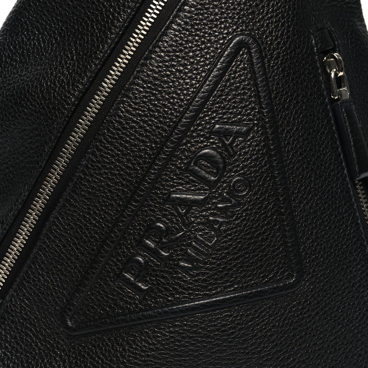 Prada Vitello Daino Logo Embossed Cross Sling Backpack Black 7 of 9