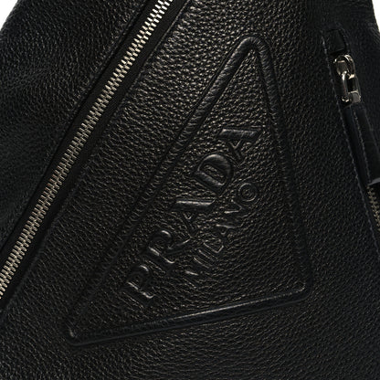 Prada Vitello Daino Logo Embossed Cross Sling Backpack Black 7 of 9