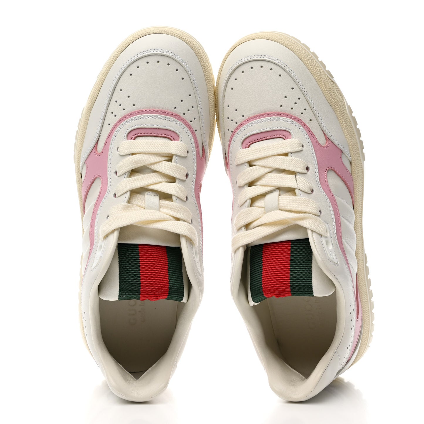 Calfskin Womens Re-Web Sneakers 36.5 White Pink