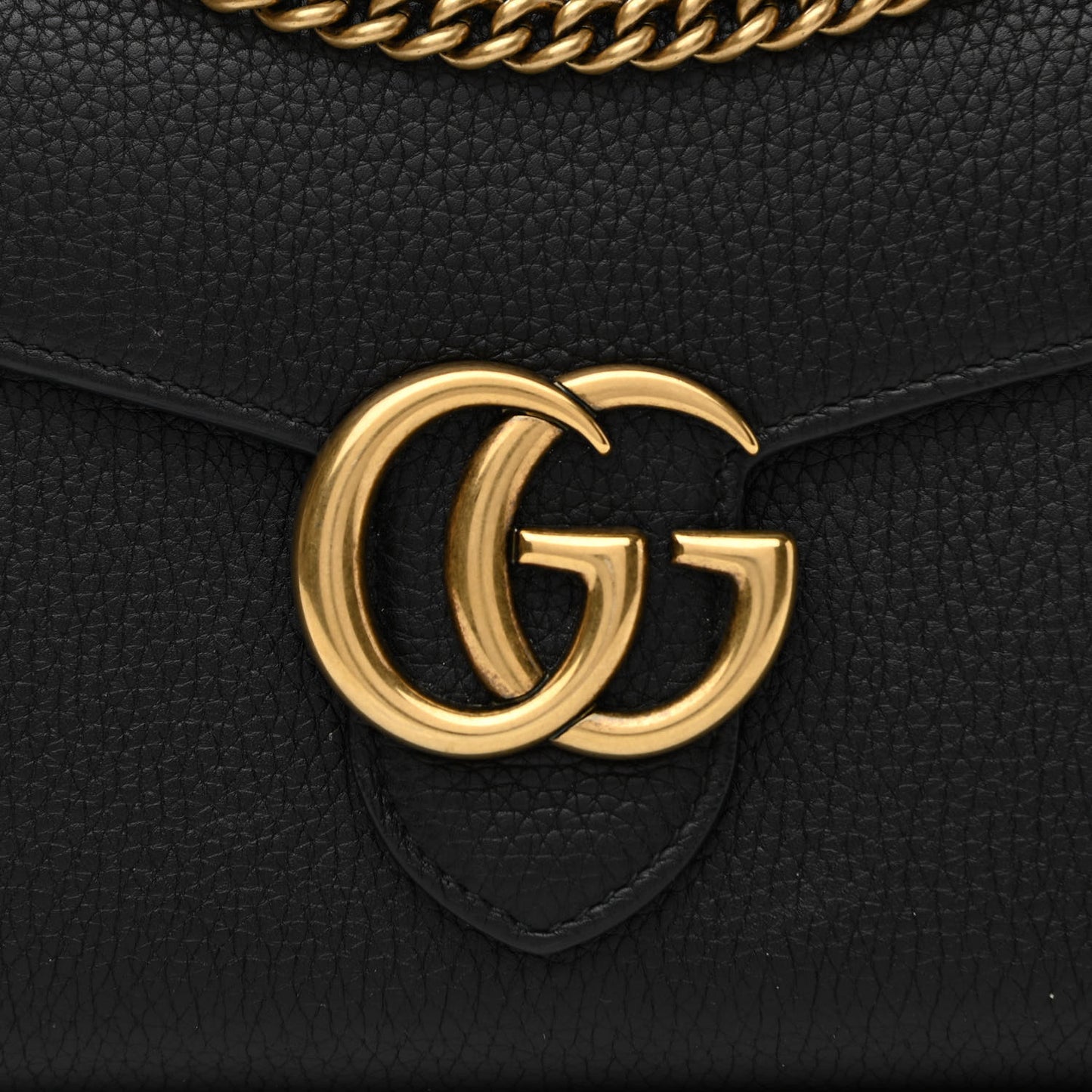 Calfskin GG Marmont Chain Wallet Black