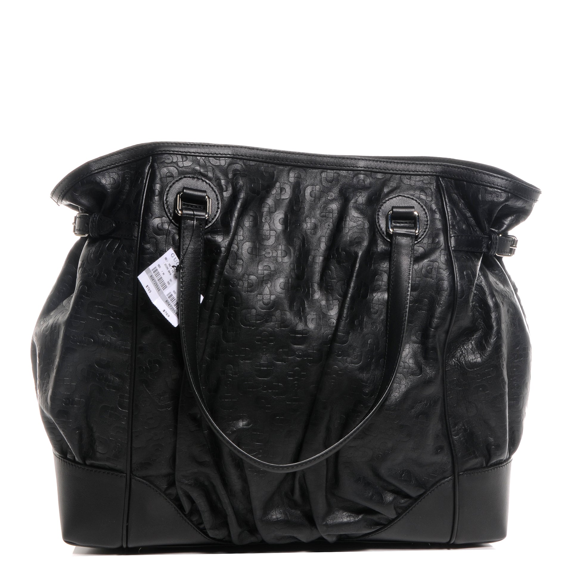 Gucci Horsebit Embossed Full Moon Tote Black 1 of 7