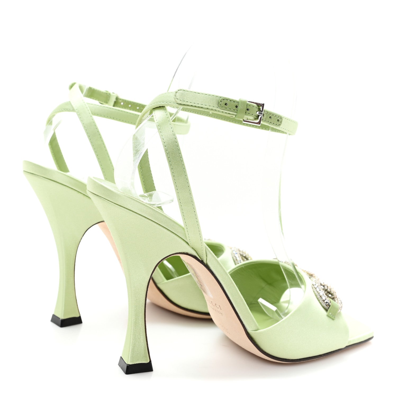 Gucci Satin Crystal Horsebit Sandal Pumps 36.5 5 of 10