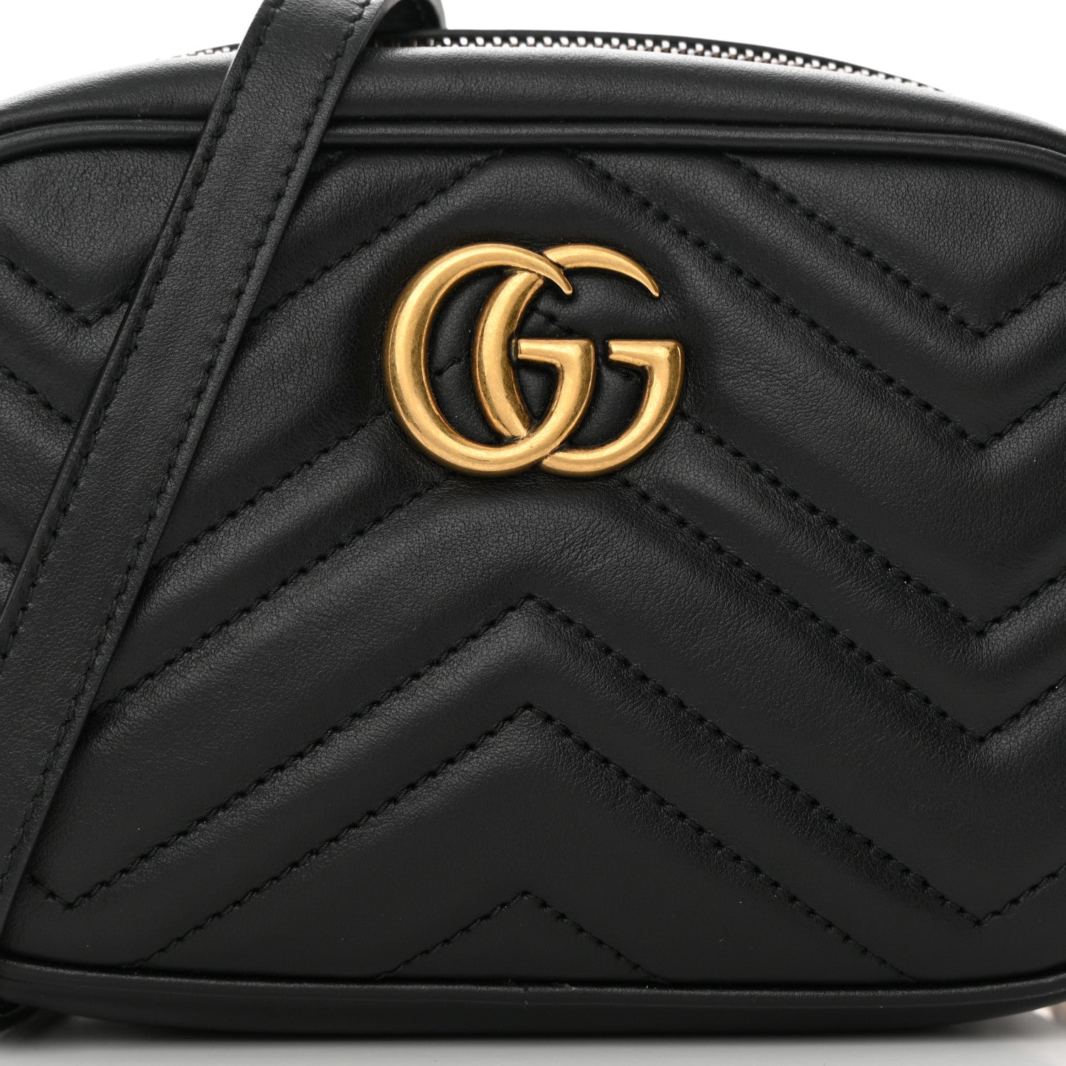 Gucci Calfskin Matelasse Mini GG Marmont Chain Shoulder Bag Black 8 of 10