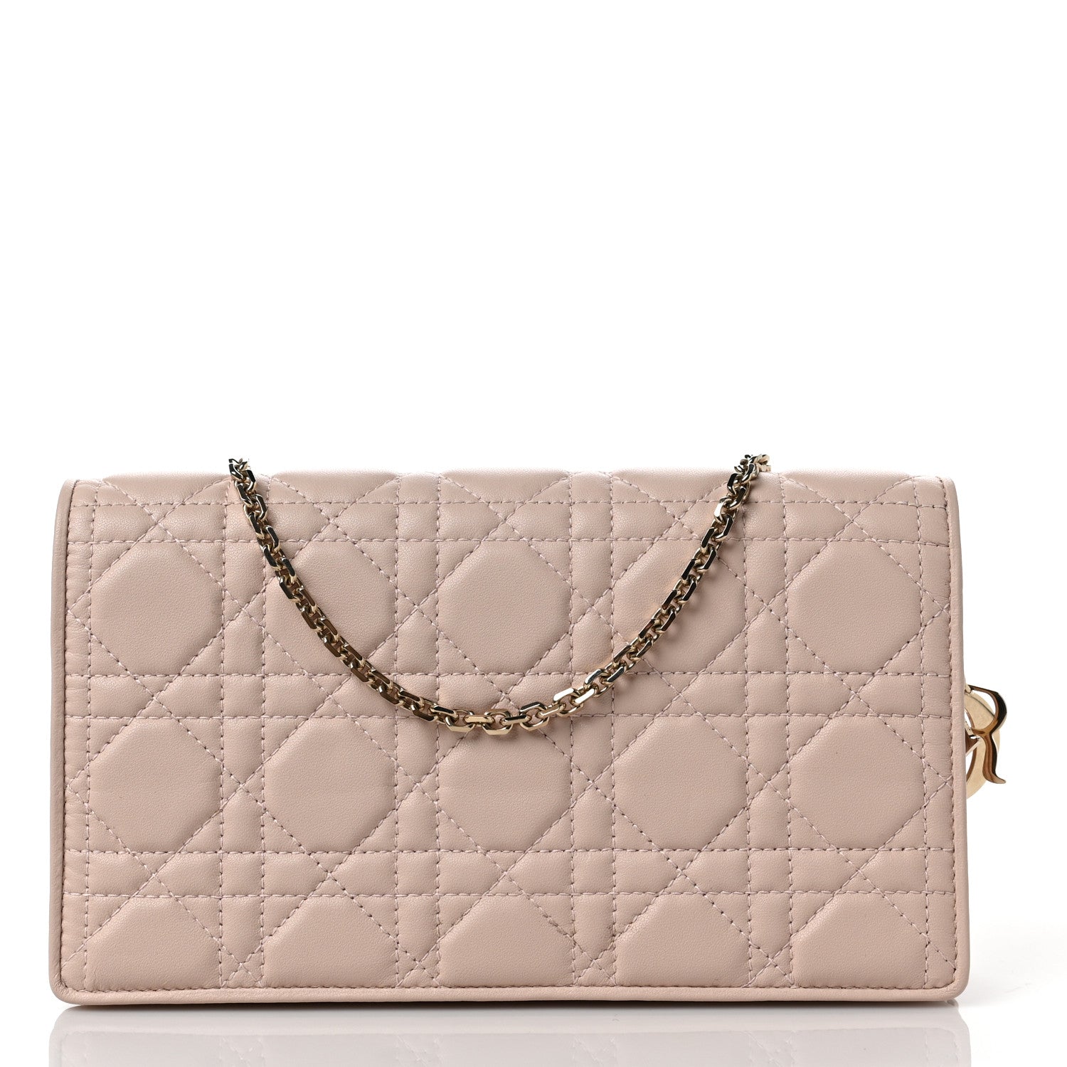 Christian Dior Lambskin Cannage Lady Dior Chain Wallet Beige 2 of 9