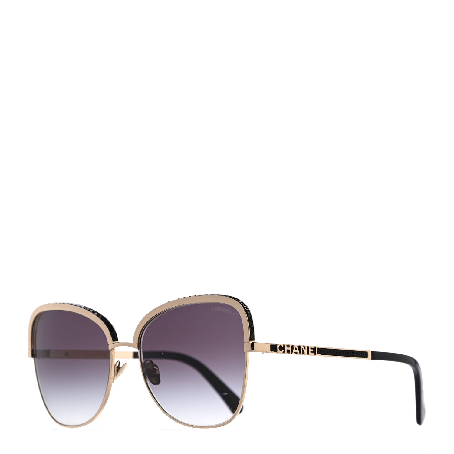 Chanel Square Frame Sequin Sunglasses 4270 Gold Black 1 of 7
