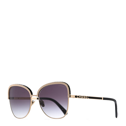 Chanel Square Frame Sequin Sunglasses 4270 Gold Black 1 of 7