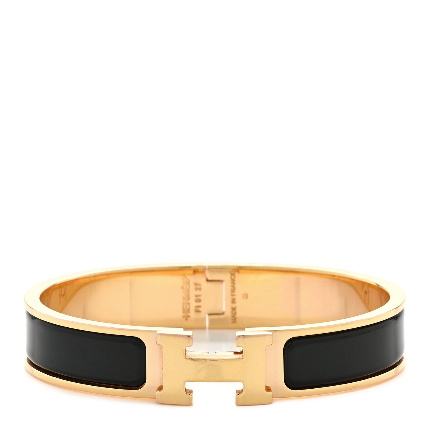 Enamel Narrow Clic Clac H Bracelet GM Black
