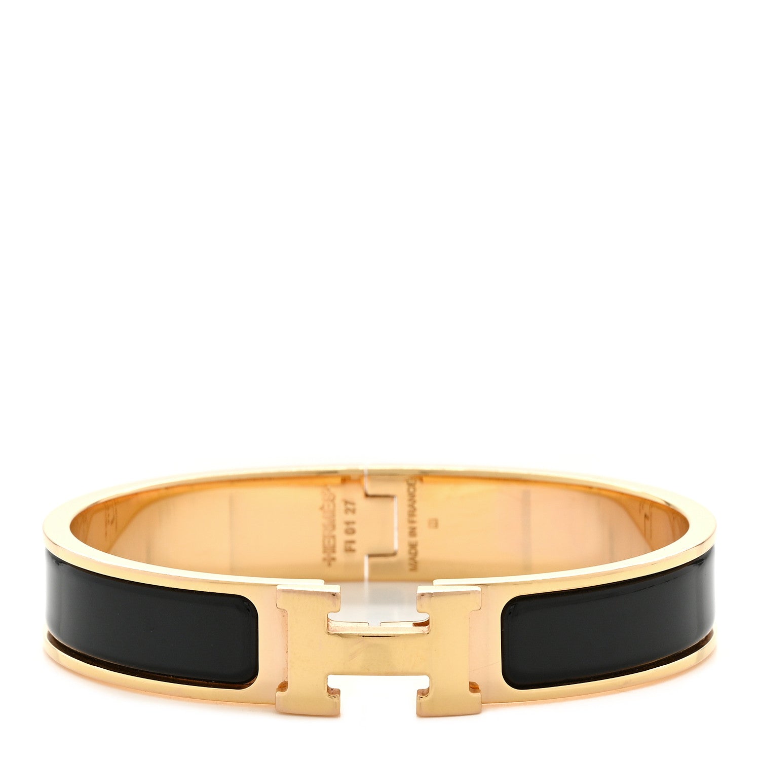 Hermes Enamel Narrow Clic Clac H Bracelet GM Black 1 of 7