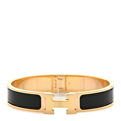 Hermes Enamel Narrow Clic Clac H Bracelet GM Black 1 of 7