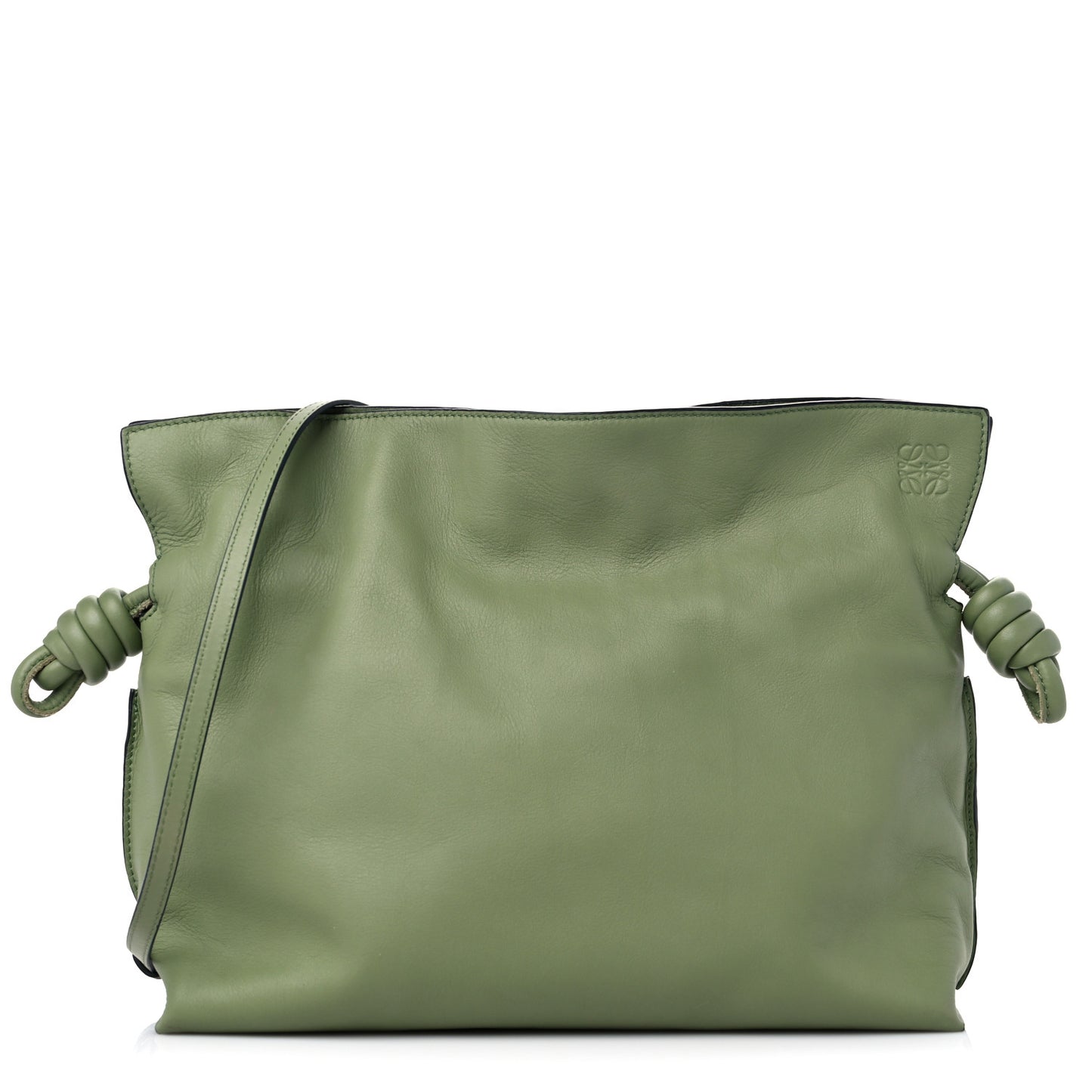 Calfskin Small Flamenco Knot Bag Avocado Green