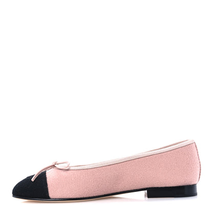 Chanel Fabric Cap Toe CC Ballet Flats 36 Light Pink Black 1 of 10