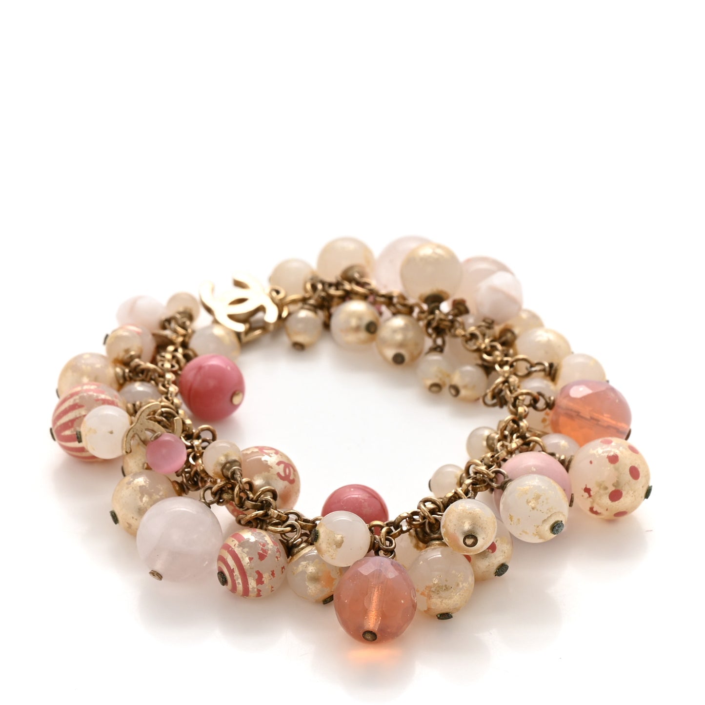 Beaded CC Multi Strand Bracelet Gold Multicolor