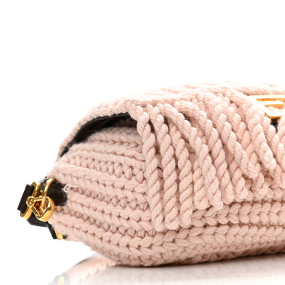 Fendi Wool Vitello Seta Woven Fringe Baguette Rosa Quarzo Ebano 8 of 9